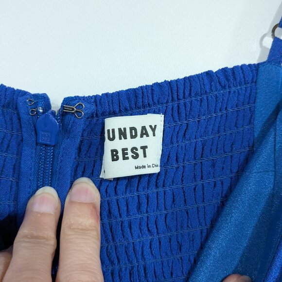 Aritzia Sunday Best Corset Maxi Spaghetti Strap Dress Royal Blue Size Medium - Picture 3 of 7